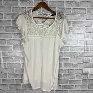 Torrid Ivory White Textured Lace Top Short Sleeve Casual Blouse Womens 2X NWT